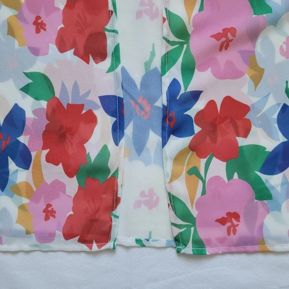 Floral Chiffon Longline Duster Kimono Cover Up Onesize Resortwear